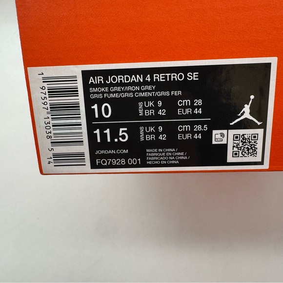 Jordan 4 Retro Wet Cement FQ-7928-001 Men’s 10 B Grade - Picture 10 of 10